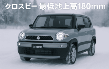 クロスビー の雪道走行シーン。最低地上高180mmを活かした安心感のある走破性能