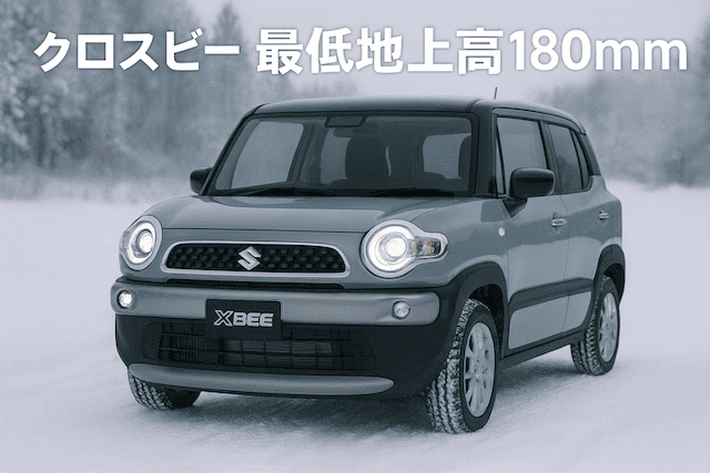 クロスビー の雪道走行シーン。最低地上高180mmを活かした安心感のある走破性能